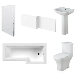 Balterley 1700mm Square Shower Bath Bundle - Faron Ceramics - Left or Right