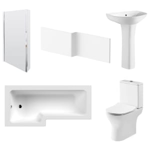 Balterley 1700mm Square Shower Bath Bundle - Quinn Ceramics - Left or Right