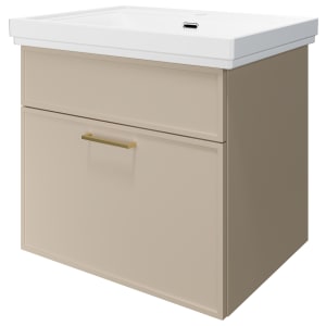 Wickes Haven Macadamia Wall Hung Vanity Unit & Haven Basin - 579 x 600mm