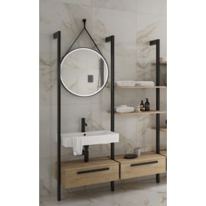 Wickes Rimini Wall System Vanity Unit Only with Shelves & White Basin - 1200mm