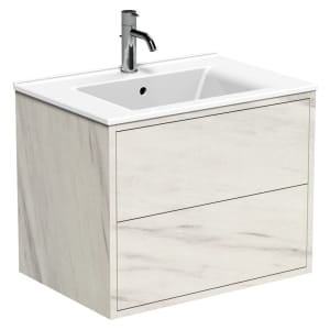Wickes Tallinn White Marble Push To Open Vanity Unit & Basin - 650 x 550mm