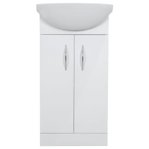 Wickes White Gloss Compact Vanity Unit & Basin - 870 X 455mm