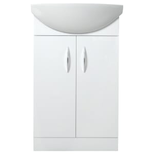 Wickes White Gloss Vanity Unit & Basin - 880 x 555mm